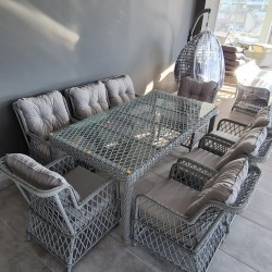 AVL 3415 Rattan 6'lı Bahçe Yemek Takımı
