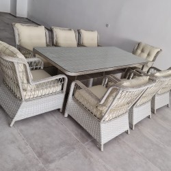 AVL 3390 Rattan 8'li Bahçe Yemek Takımı