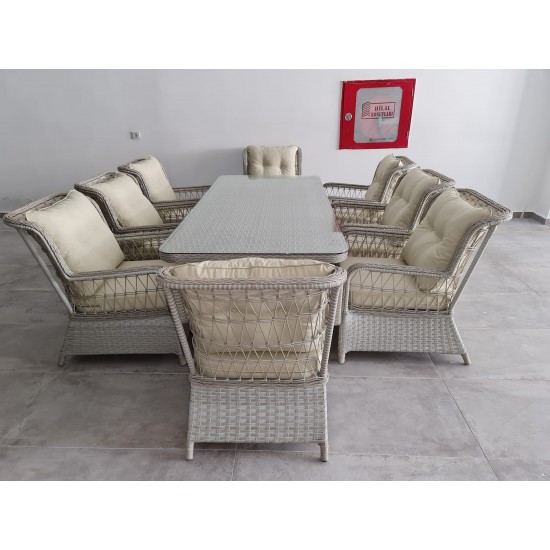 AVL 3390 Rattan 8'li Bahçe Yemek Takımı